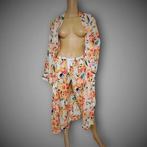 Stars Above Floral Print Robe + Pants Set SZ. XS/S
